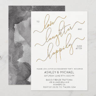 Happily Ever After Quote Gold Engagement Party Invitation