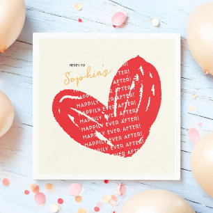 Happily Ever After Red Heart Bridal Brunch Shower Napkin