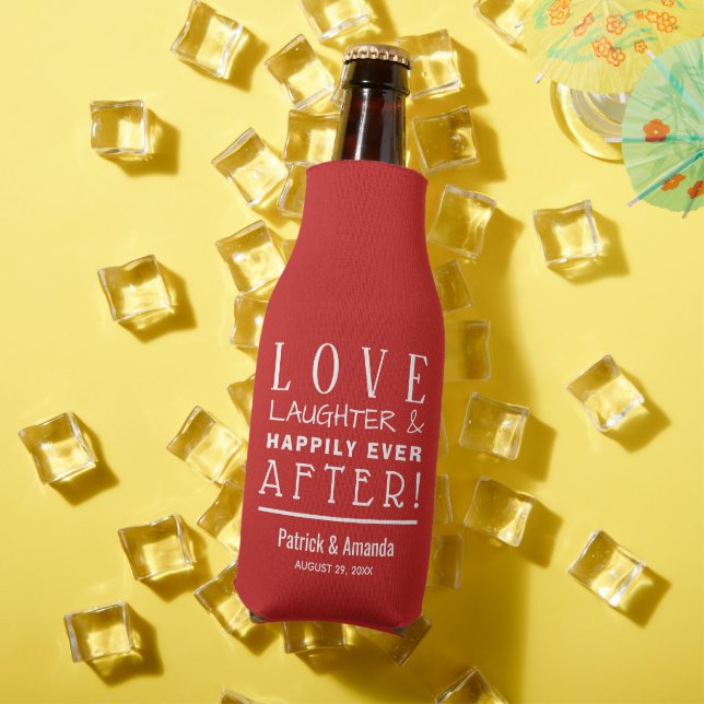 Happily Ever After RED Wedding Bottle Cooler (In Situ Summer)