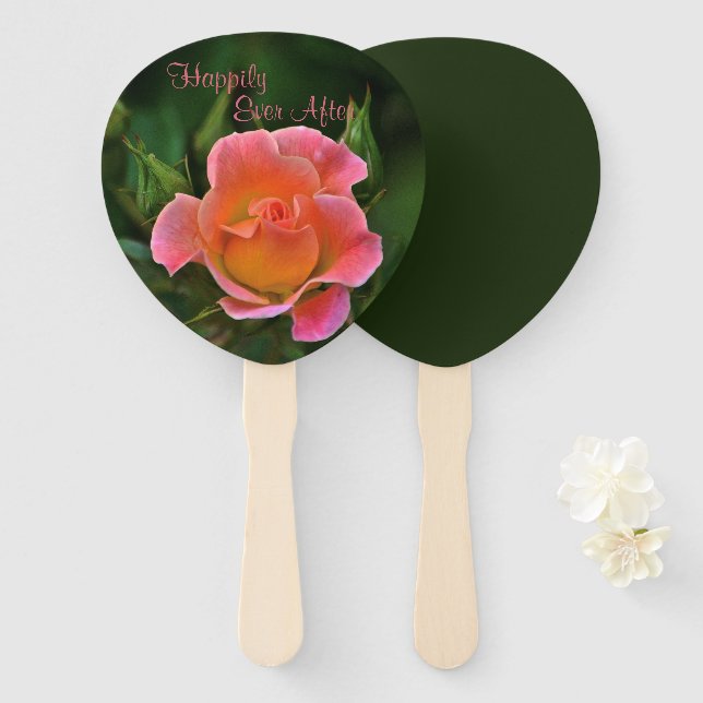 Happily Ever After Rose Hand Fan (Front and Back)