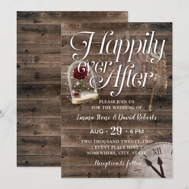 Happily Ever After Rustic Barn Fairytale Wedding Invitation (Front/Back)