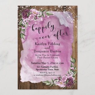 Happily Ever After Rustic Watercolor Floral Lights Invitation