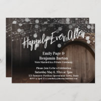 Happily Ever After Rustic Wood Barrel and Lights
