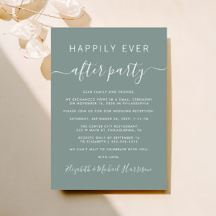 Happily Ever After Sage Green Wedding Reception Invitation