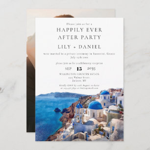 Happily Ever After Santorini Greece Photo Wedding Invitation