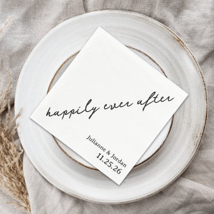 Happily Ever After Scribble Cursive Custom Wedding Napkin