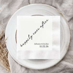 Happily Ever After Scribble Cursive Custom Wedding Napkin