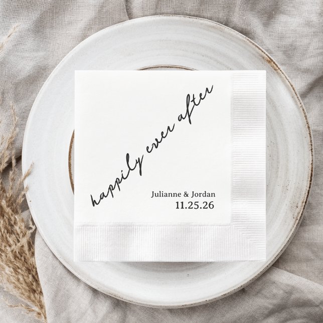 Happily Ever After Scribble Cursive Custom Wedding Napkin (Creator Uploaded)