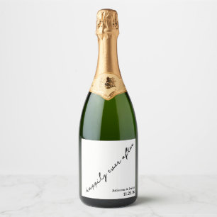 Happily Ever After Scribble Cursive Custom Wedding Sparkling Wine Label