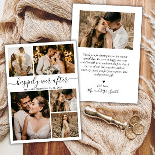 Happily Ever After Script 5 Photo Collage Wedding  Thank You Card