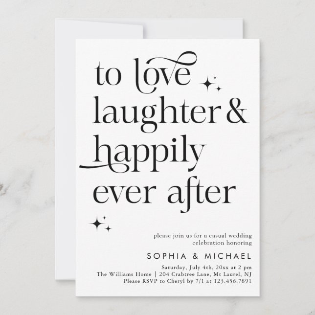 Happily Ever After Script Casual Wedding  Invitation (Front)