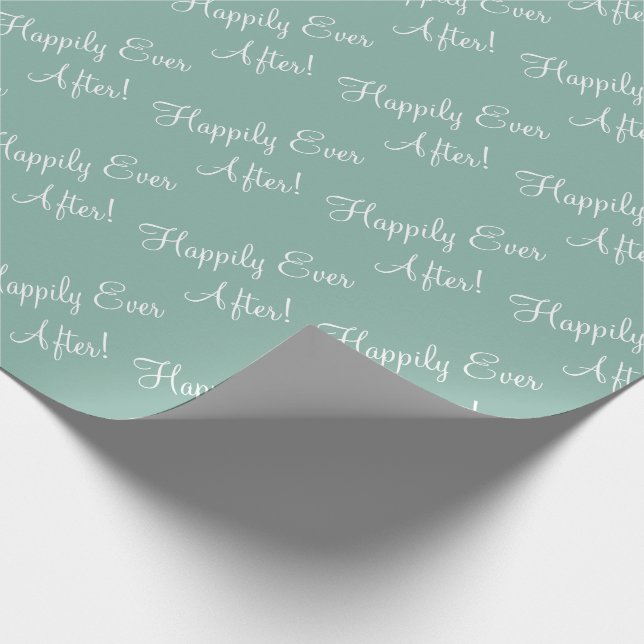 Happily Ever After Script Green Wedding  Wrapping Paper (Corner)