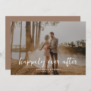 Happily Ever After Script Horizontal Photo Wedding Announcement