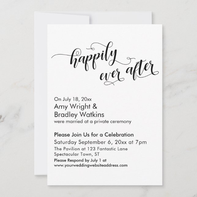 Happily Ever After Script Post-Wedding Celebration Invitation (Front)