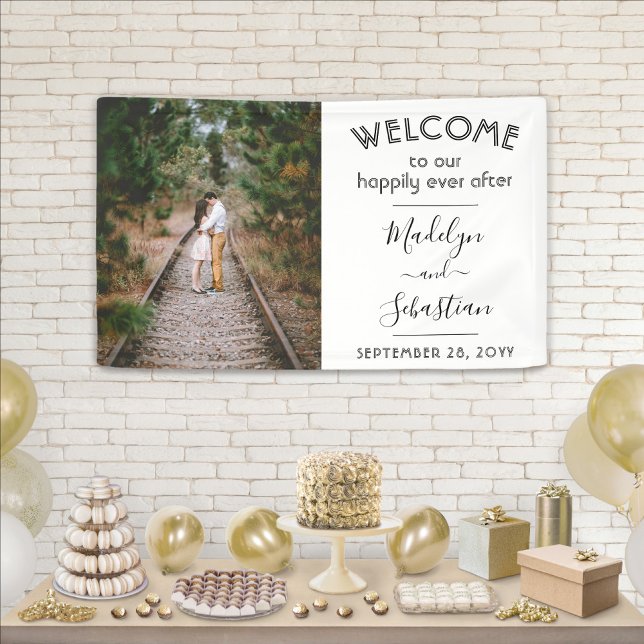 Happily Ever After Simple Photo Wedding Welcome Banner (Creator Uploaded)