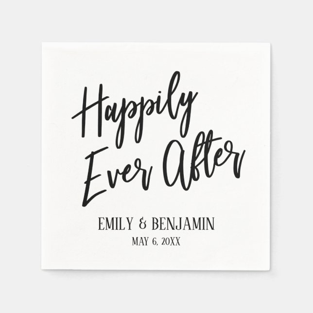 Happily Ever After Simple Typography White Napkin (Front)