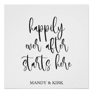 Happily Ever After Starts Here – Elegant Wedding Poster