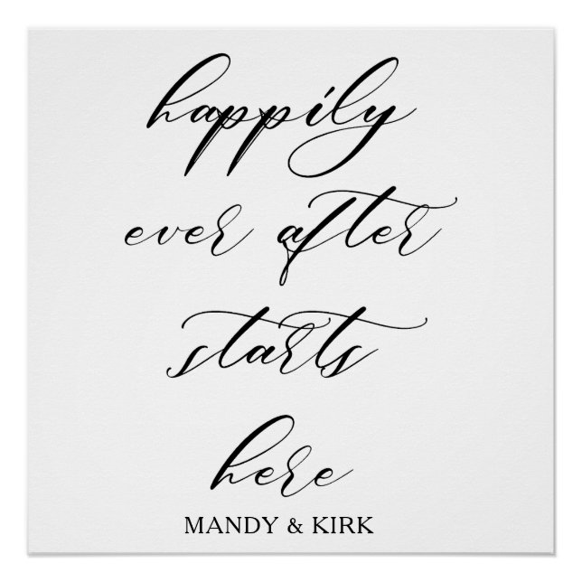 Happily Ever After Starts Here – Romantic Wedding  Poster (Front)
