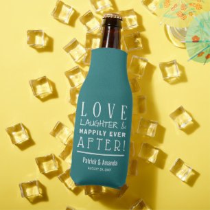 Happily Ever After TEAL Wedding Bottle Cooler