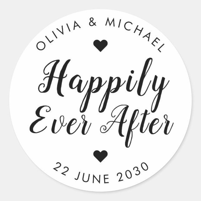Happily Ever After Thank You Sweet Wedding Favour Classic Round Sticker (Front)