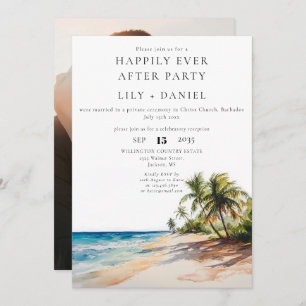 Happily Ever After Tropical Beach Photo Wedding Invitation