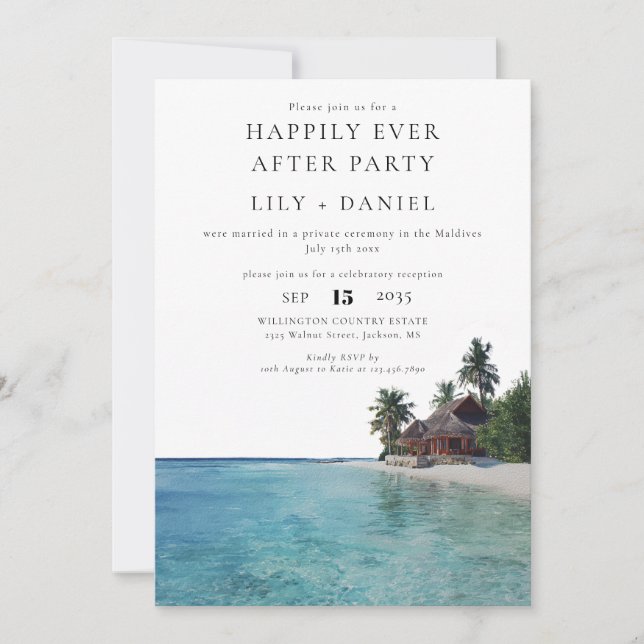 Happily Ever After Tropical Beach Wedding Invitation (Front)
