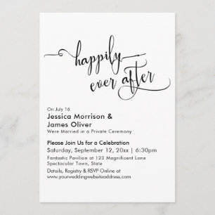 Happily Ever After Typography, Reception Only Invitation