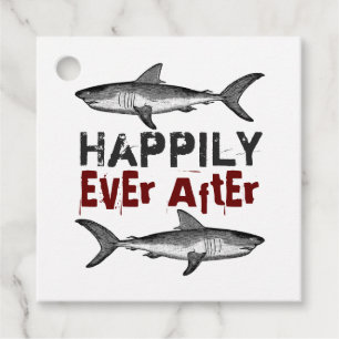 Happily Ever After Vintage Shark Wedding Favour Tags