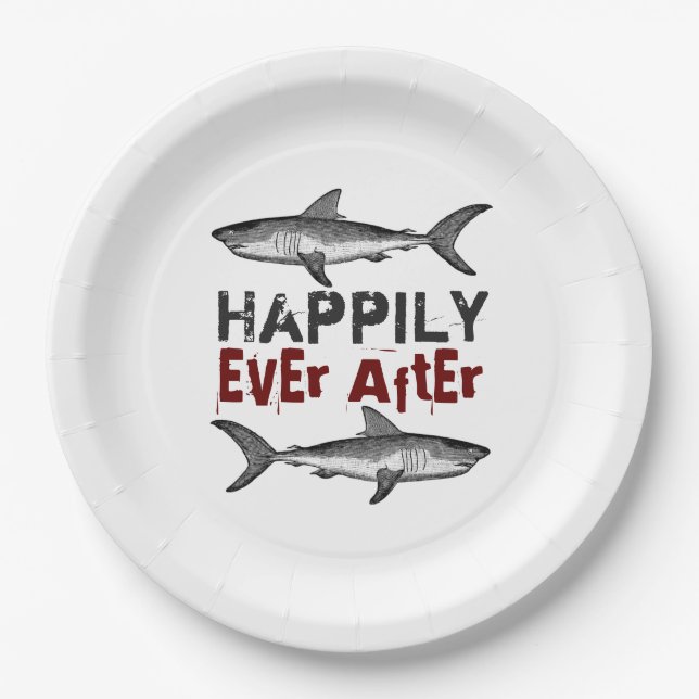 Happily Ever After Vintage Sharks Wedding Paper Plate (Front)