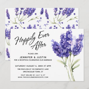 Happily Ever After Watercolor Lavender Flowers Invitation