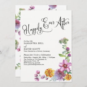 Happily Ever After Watercolor Wildflower Reception Invitation
