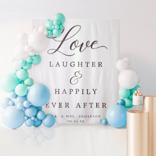 Happily Ever After Wedding Backdrop Banner Tapestry