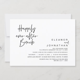 Happily Ever After Wedding Brunch, Black and White Invitation