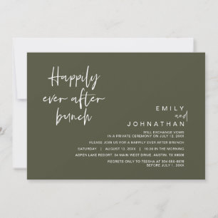 Happily Ever After Wedding Brunch, Olive Green Invitation