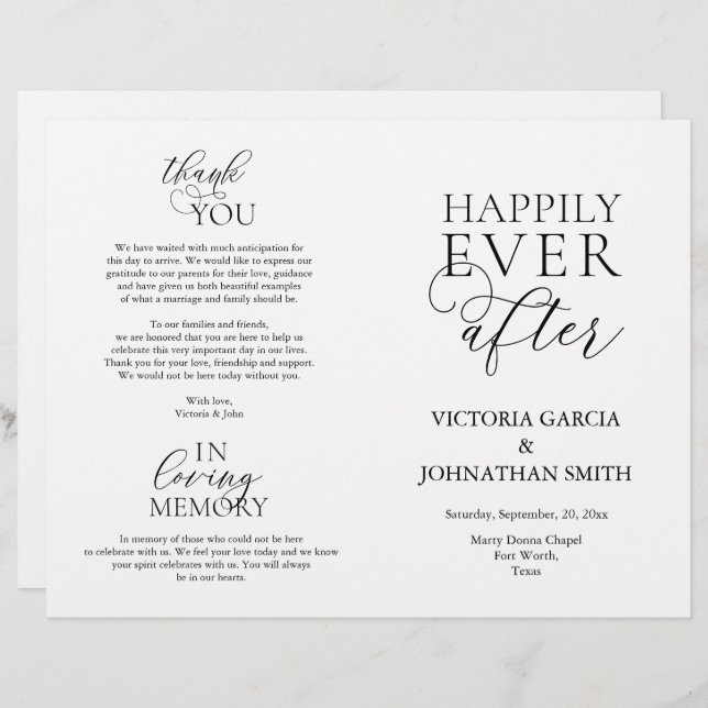Happily Ever After, Wedding Ceremony Foldable (Front/Back)