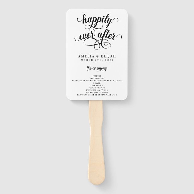 Happily Ever After Wedding Ceremony Program Fan (Front)