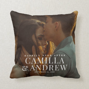 Happily Ever After Wedding Couples Photo Cushion