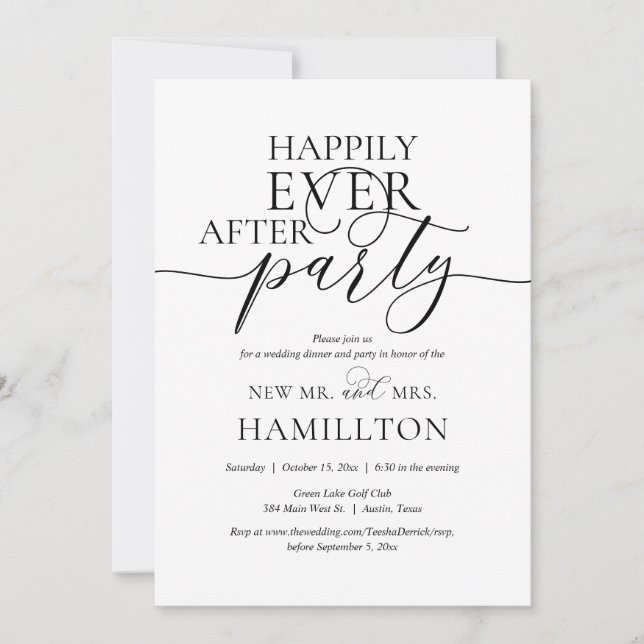 Happily Ever After Wedding Dinner and Party Invita Invitation (Front)