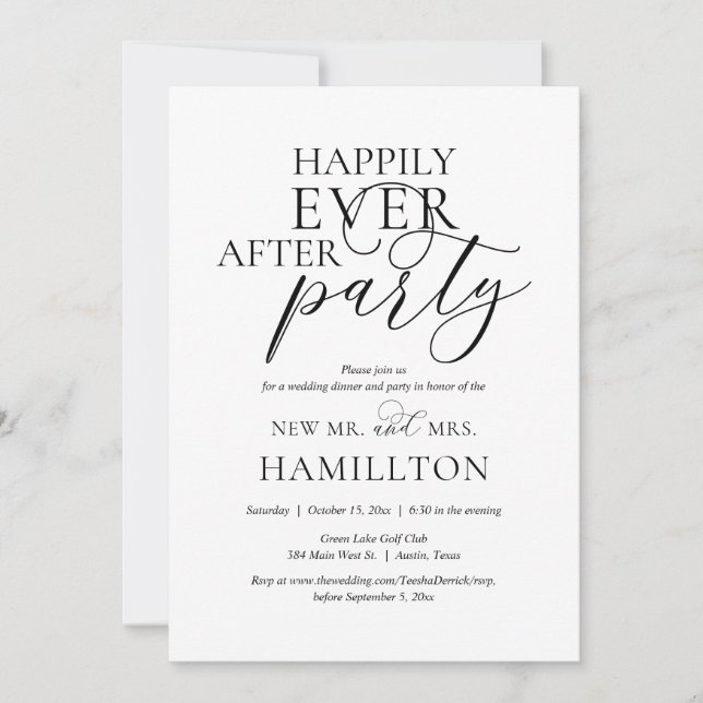 Happily Ever After Wedding Dinner and Party Invitation (Front)