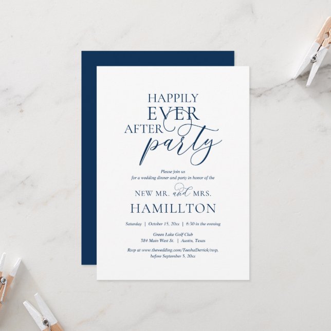 Happily Ever After Wedding Dinner and Party Invitation (Front/Back In Situ)