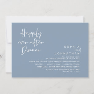 Happily Ever After Wedding Dinner, Dusty Blue Invitation