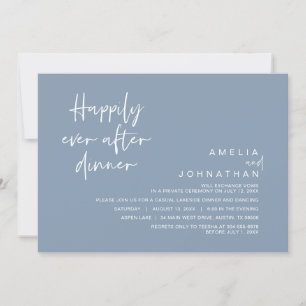 Happily Ever After Wedding Dinner, Dusty Blue Invitation