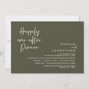 Happily Ever After Wedding Dinner, Olive Green Invitation