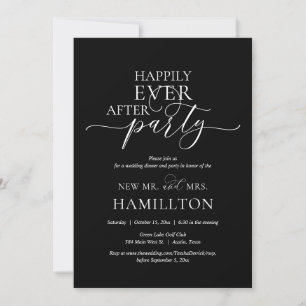 Happily Ever After Wedding Dinner Party Dark Grey Invitation