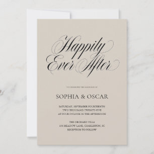 Happily Ever After Wedding Elegant Beige Invitation