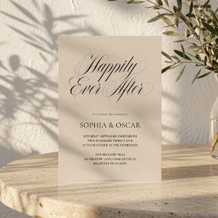 Happily Ever After Wedding Elegant Beige Invitation