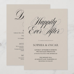 Happily Ever After Wedding Elegant Beige Invitation