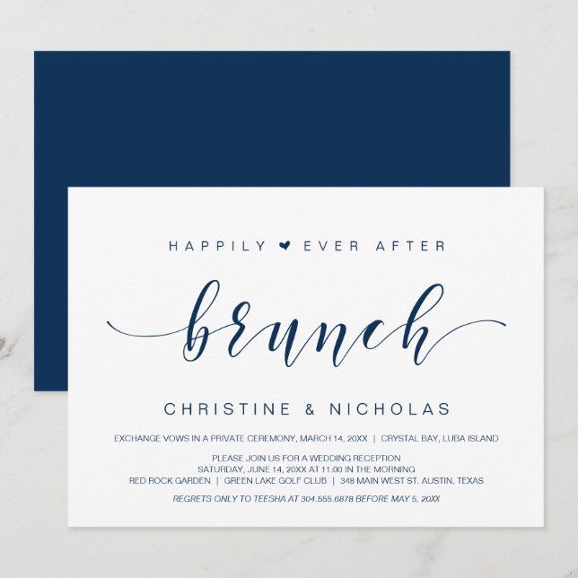 Happily ever After, Wedding Elopement Brunch Invit Invitation (Front/Back)