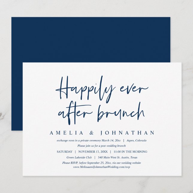 Happily Ever After, Wedding Elopement Brunch Invitation (Front/Back)