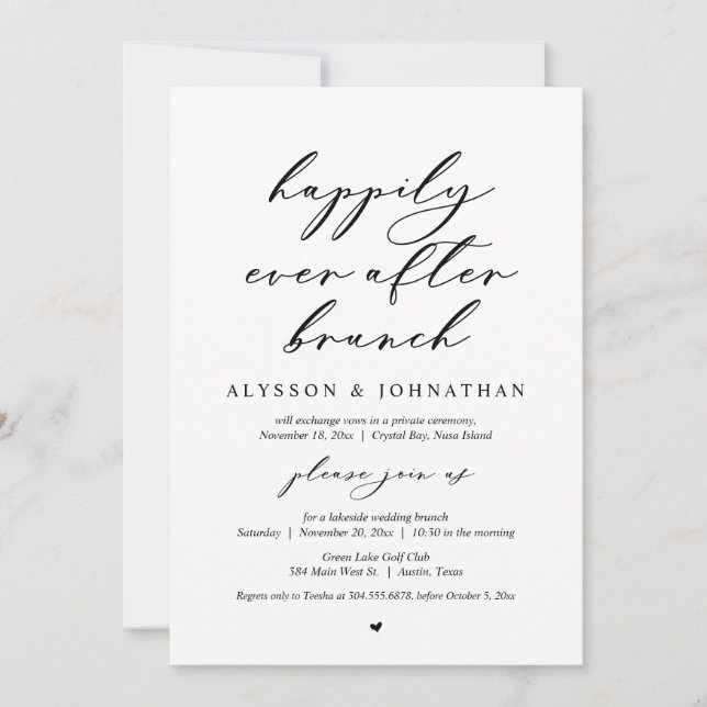 Happily Ever After Wedding Elopement Brunch Invitation (Front)